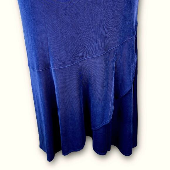 Chico's Travelers Slinky Stretch Maxi Skirt Faux Wrap Pullon Size L/12 Dark Blue - Picture 5 of 11